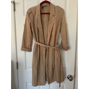 H&M Camel Tan Brown Trench Duster Jacket US 6